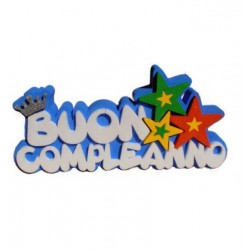 Scritta Buon Compleanno bianco e blu glitter - Polylove