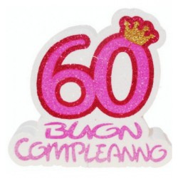 Scritta in polistirolo "Buon compleanno 60" rosa