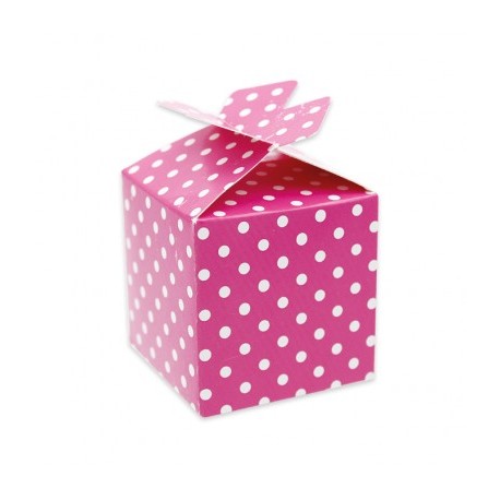 Scatoline portaconfetti cubo pois fucsia