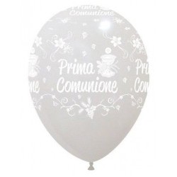 Palloni ad elio 12" 1 Comunione Bianca