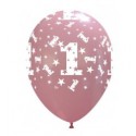 Palloni ad Elio 12" 1 Compleanno Rosa