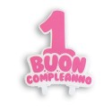 Candelina 1 Compleanno Rosa