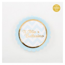 Piatto 18 cm Battesimo Baby chic azzurro