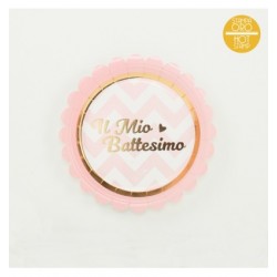 Piatto 18 cm Battesimo Baby chic rosa