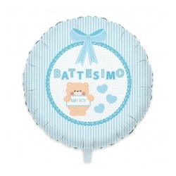 Pallone in mylar 18 inch Battesimo teddy Azzurro