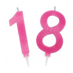 Candelina 18 anni rosa glitter