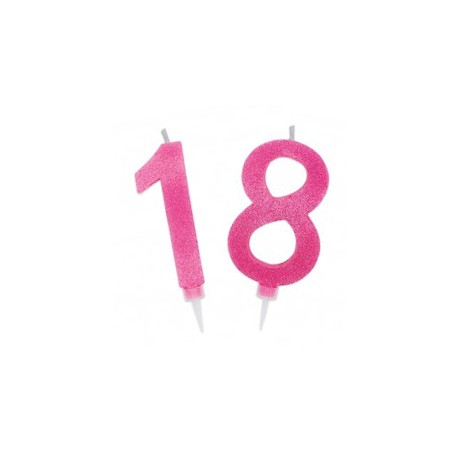 Candelina 18 anni rosa glitter