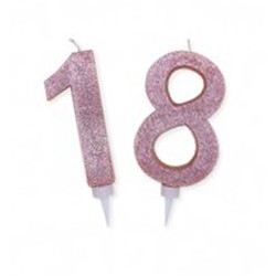 Candelina 18 anni rosa glitter