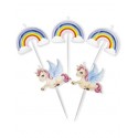 Candeline stick con unicorni e arcobaleni