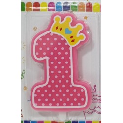 Candelina per torta 1° compleanno rosa